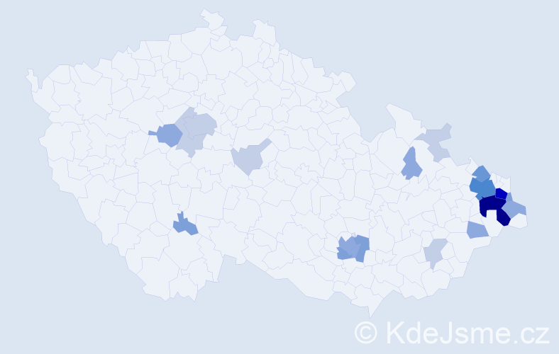 Příjmení: 'Kielarová', počet výskytů 54 v celé ČR