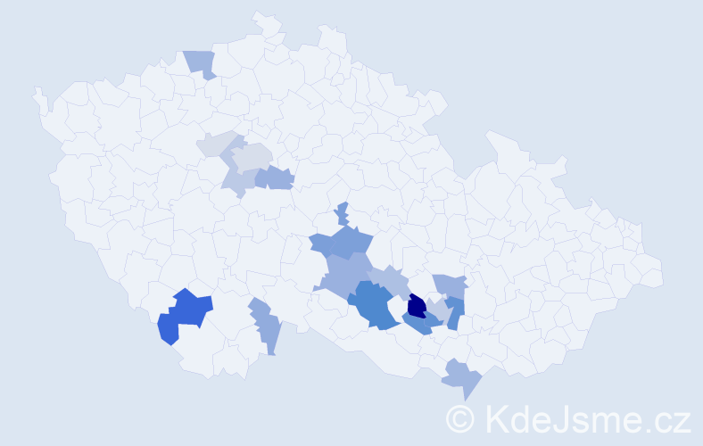 Příjmení: 'Řehořka', počet výskytů 56 v celé ČR