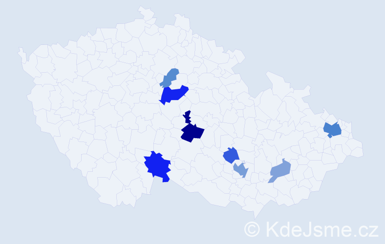 Příjmení: 'Prajzner', počet výskytů 21 v celé ČR