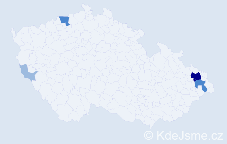 Příjmení: 'Kuzárová', počet výskytů 9 v celé ČR