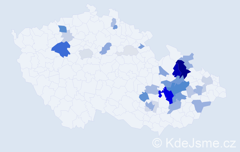 Příjmení: 'Dokládal', počet výskytů 123 v celé ČR