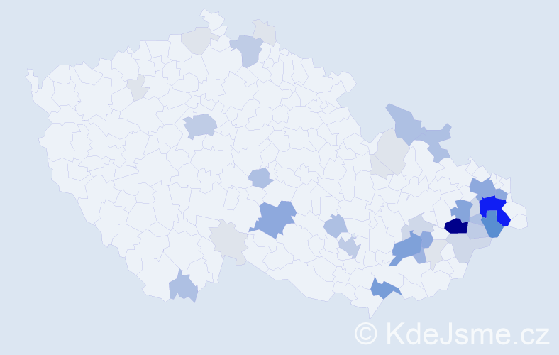 Příjmení: 'Blablová', počet výskytů 167 v celé ČR