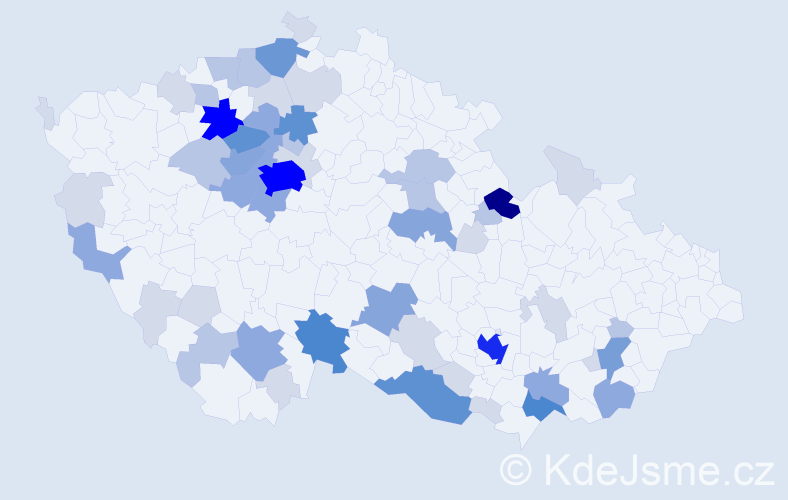 Příjmení: 'Valda', počet výskytů 176 v celé ČR