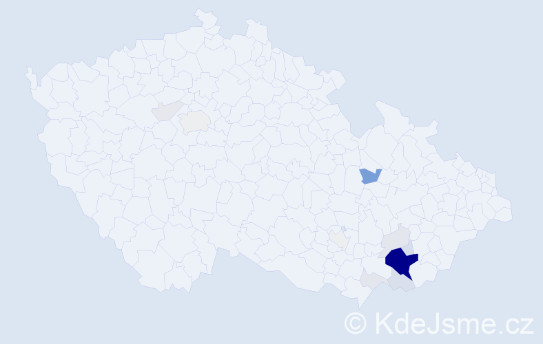 Příjmení: 'Běhávková', počet výskytů 53 v celé ČR