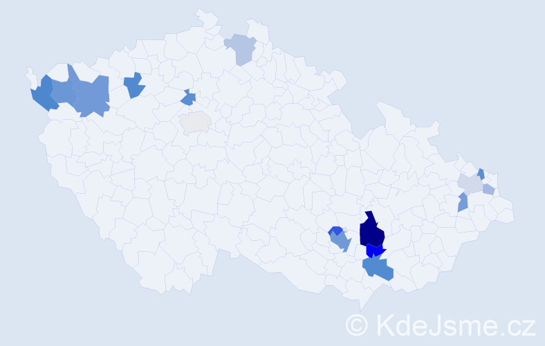 Příjmení: 'Rajda', počet výskytů 28 v celé ČR