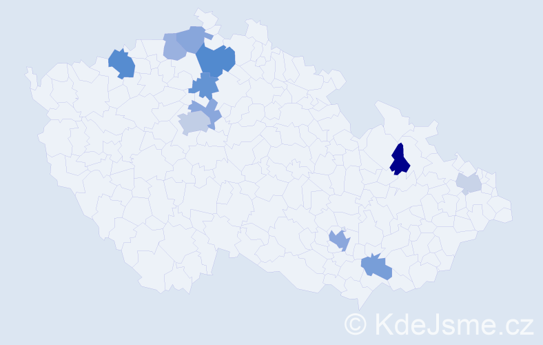Příjmení: 'Andonov', počet výskytů 18 v celé ČR