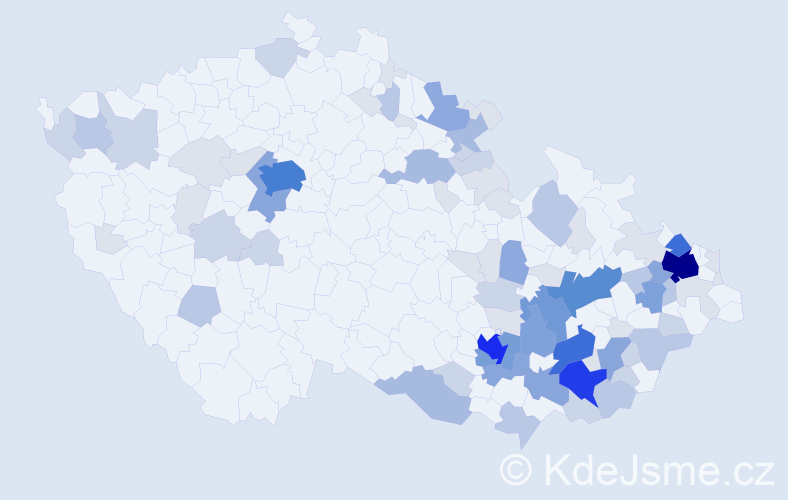 Příjmení: 'Klučka', počet výskytů 284 v celé ČR