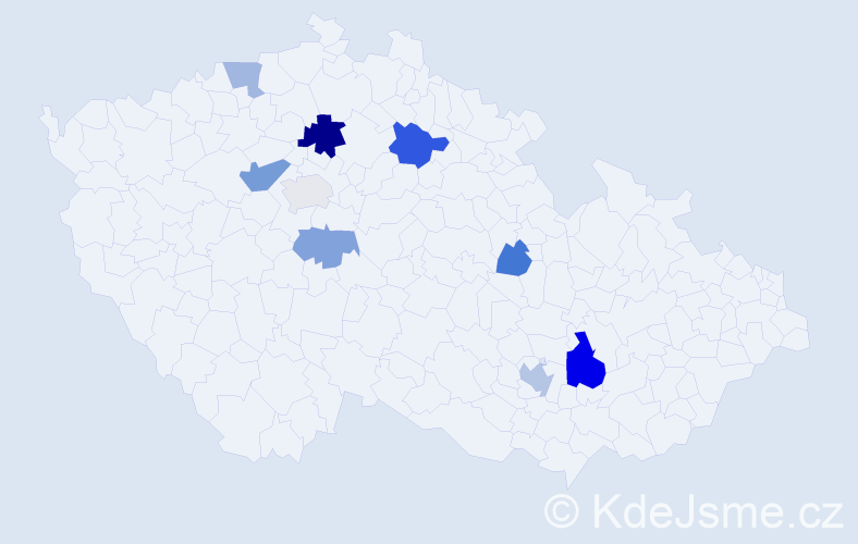 Příjmení: 'Pintrava', počet výskytů 16 v celé ČR