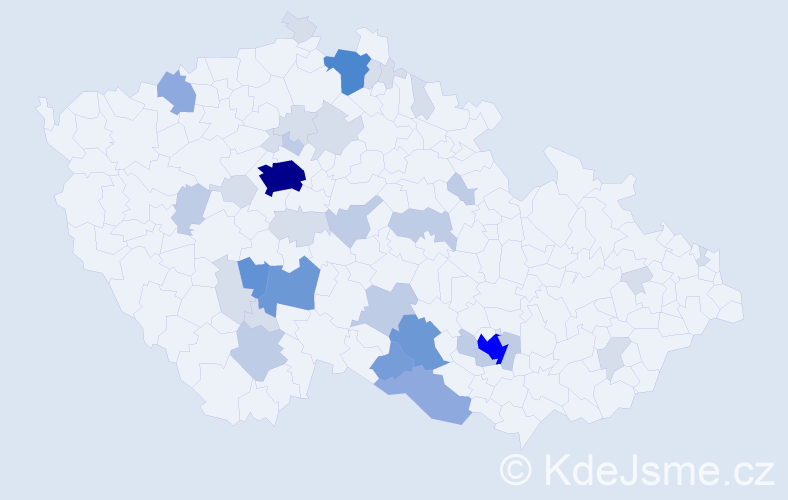 Příjmení: 'Máchal', počet výskytů 114 v celé ČR