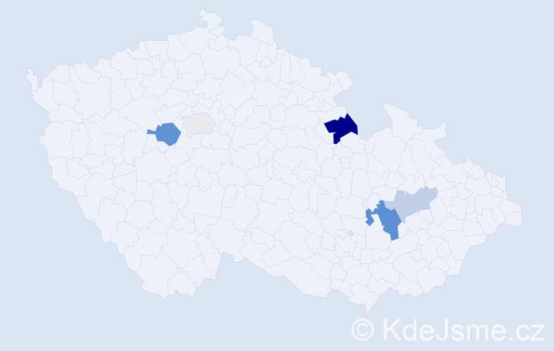 Příjmení: 'Kimel', počet výskytů 10 v celé ČR