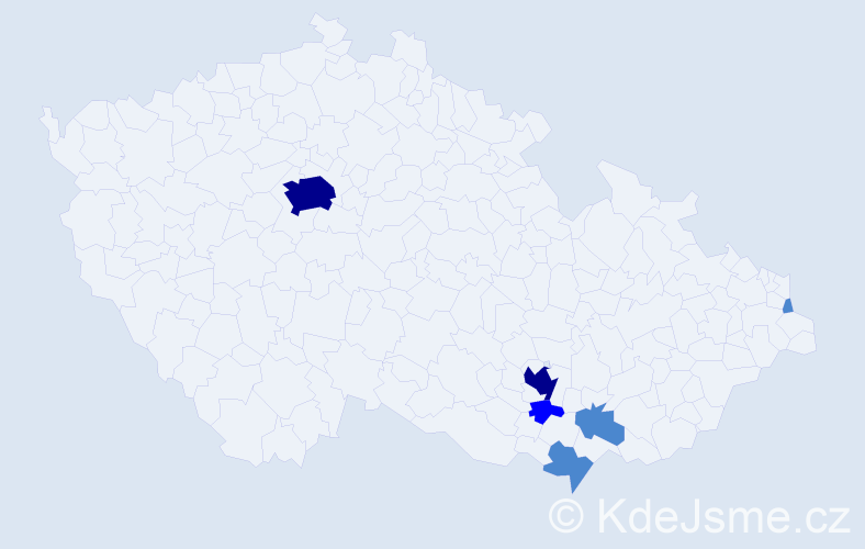 Příjmení: 'Krupár', počet výskytů 11 v celé ČR
