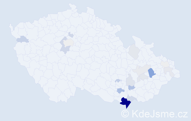 Příjmení: 'Buzrlová', počet výskytů 53 v celé ČR