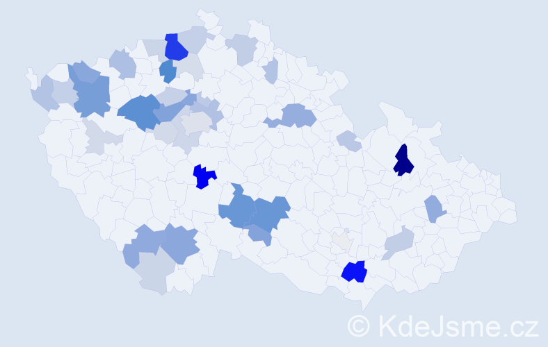 Příjmení: 'Mrhal', počet výskytů 135 v celé ČR