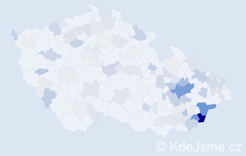 Příjmení: 'Janošík', počet výskytů 292 v celé ČR