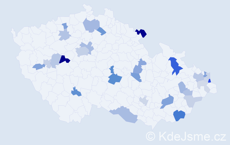 Příjmení: 'Líška', počet výskytů 70 v celé ČR