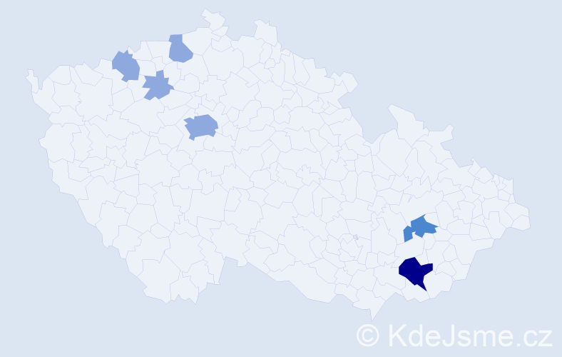 Příjmení: 'Handrlicová', počet výskytů 11 v celé ČR