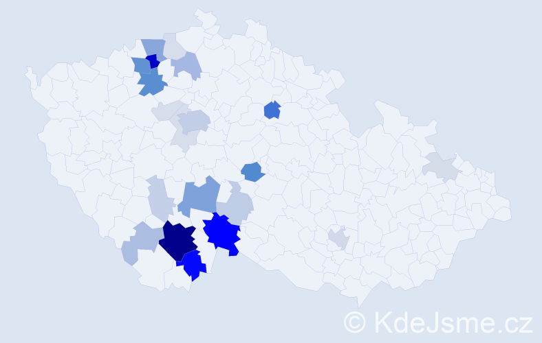 Příjmení: 'Vondrušová', počet výskytů 86 v celé ČR