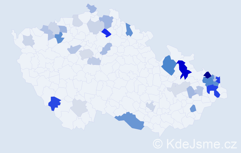 Příjmení: 'Lesniak', počet výskytů 106 v celé ČR