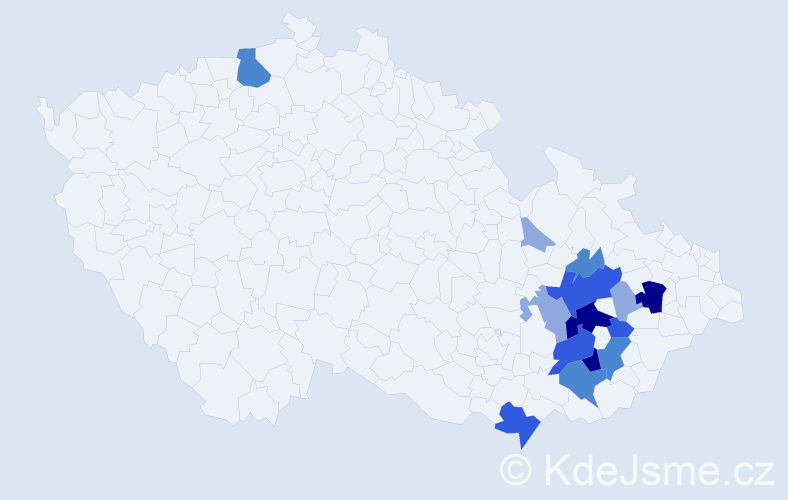 Příjmení: 'Perútková', počet výskytů 38 v celé ČR