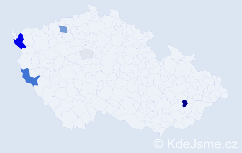 Příjmení: 'Čery', počet výskytů 6 v celé ČR