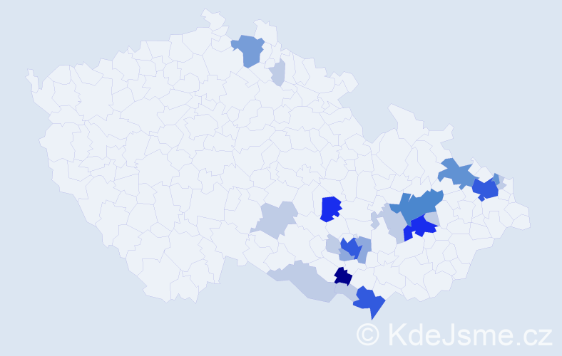 Příjmení: 'Kadlíčková', počet výskytů 68 v celé ČR
