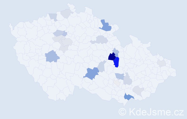 Příjmení: 'Půlkrábková', počet výskytů 61 v celé ČR
