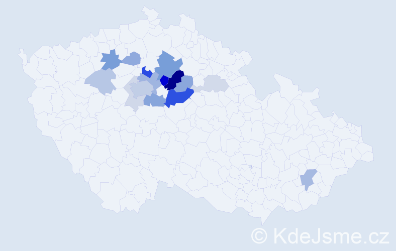 Příjmení: 'Baštecký', počet výskytů 46 v celé ČR