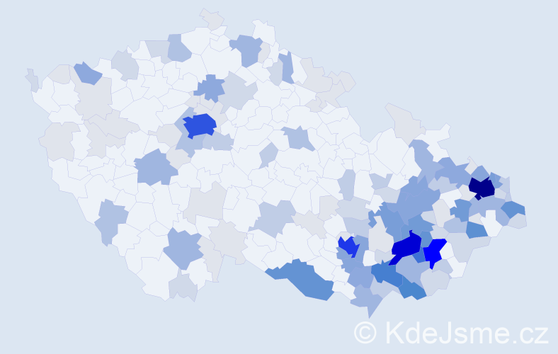 Příjmení: 'Gazdová', počet výskytů 480 v celé ČR
