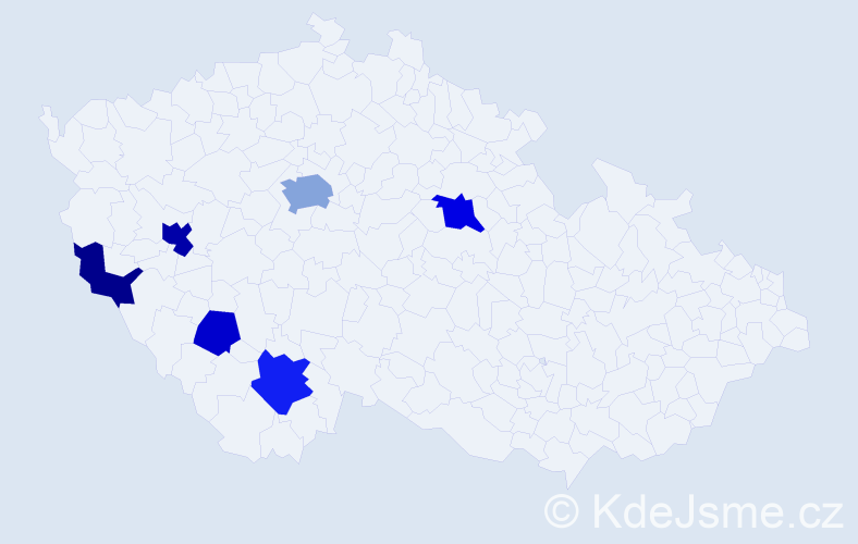 Příjmení: 'Prázná', počet výskytů 13 v celé ČR