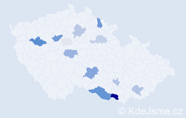 Příjmení: 'Černoš', počet výskytů 21 v celé ČR