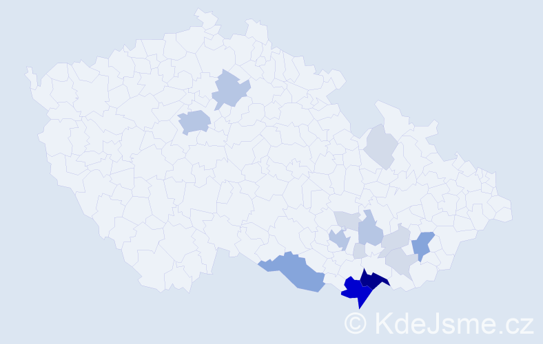 Příjmení: 'Redková', počet výskytů 53 v celé ČR