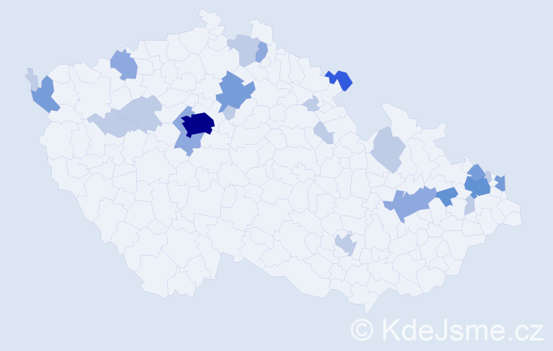 Příjmení: 'Rusin', počet výskytů 55 v celé ČR
