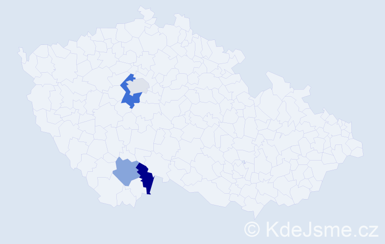 Příjmení: 'Borcha', počet výskytů 5 v celé ČR