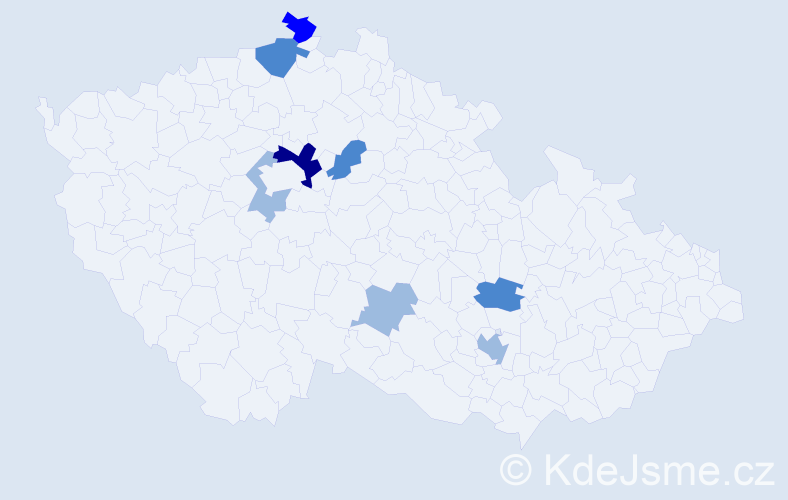 Příjmení: 'Vymer', počet výskytů 16 v celé ČR