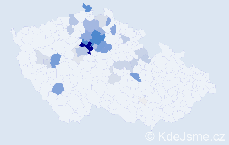 Příjmení: 'Kůla', počet výskytů 134 v celé ČR