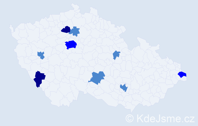 Příjmení: 'Kunská', počet výskytů 15 v celé ČR