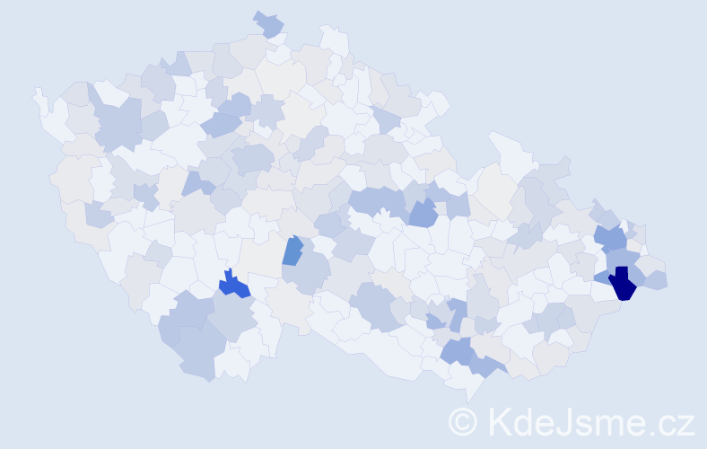 Příjmení: 'Kokeš', počet výskytů 697 v celé ČR