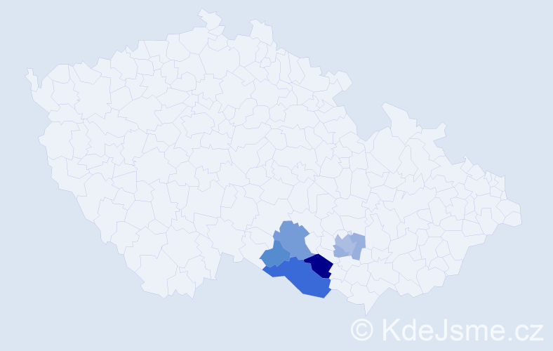Příjmení: 'Tkaná', počet výskytů 13 v celé ČR