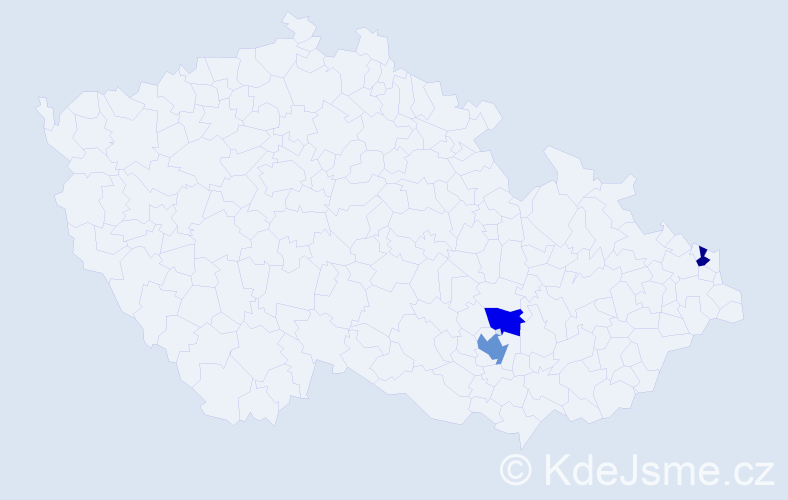 Příjmení: 'Heleš', počet výskytů 4 v celé ČR