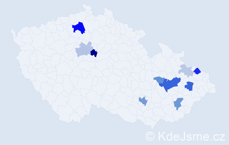 Příjmení: 'Kulísková', počet výskytů 43 v celé ČR