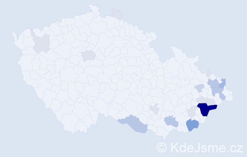 Příjmení: 'Bařáková', počet výskytů 63 v celé ČR