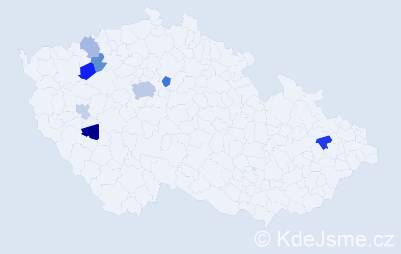 Příjmení: 'Zavaďák', počet výskytů 13 v celé ČR