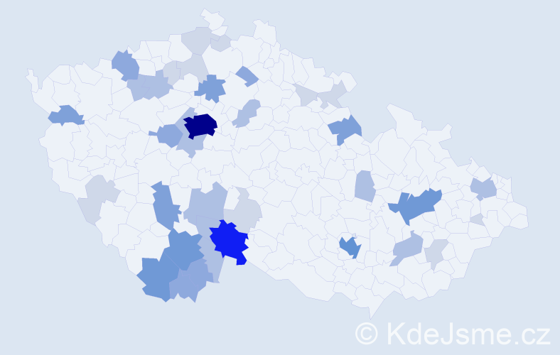 Příjmení: 'Pivec', počet výskytů 108 v celé ČR