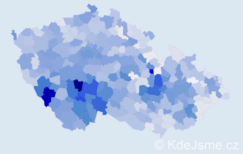 Příjmení: 'Kolář', počet výskytů 8383 v celé ČR