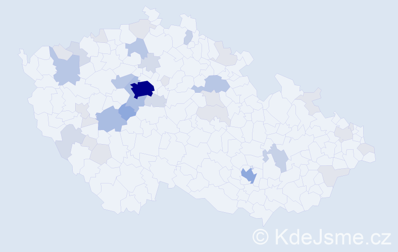 Příjmení: 'Karnet', počet výskytů 105 v celé ČR