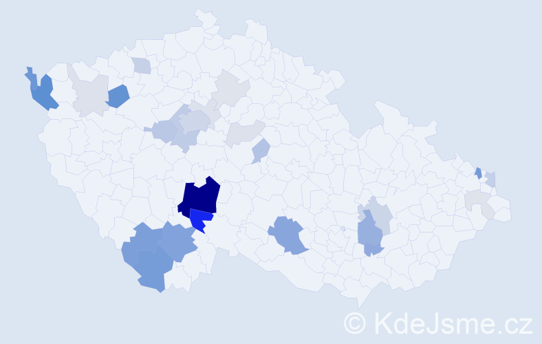 Příjmení: 'Kubart', počet výskytů 99 v celé ČR