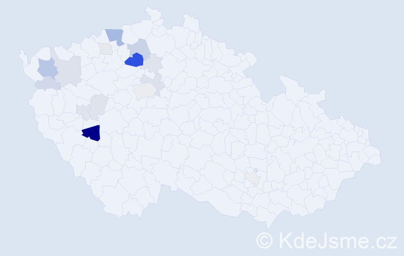 Příjmení: 'Paneš', počet výskytů 53 v celé ČR