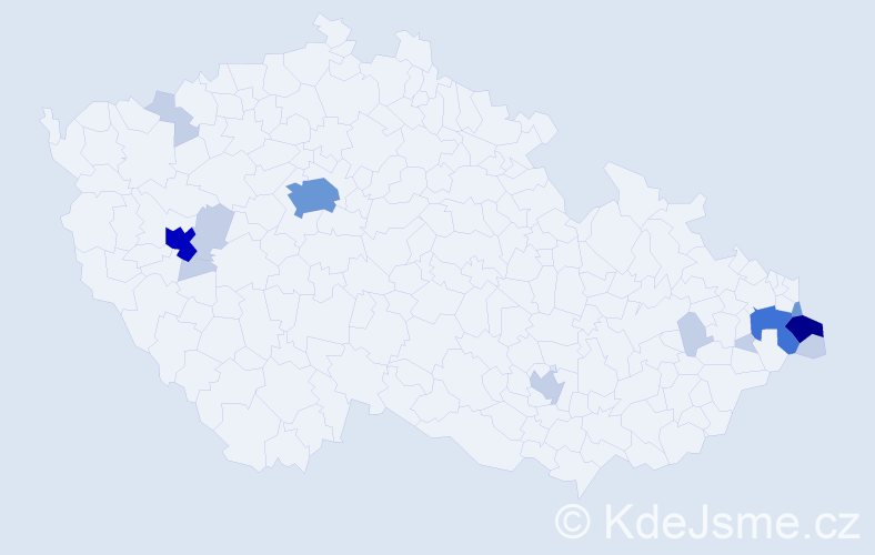 Příjmení: 'Hus', počet výskytů 42 v celé ČR