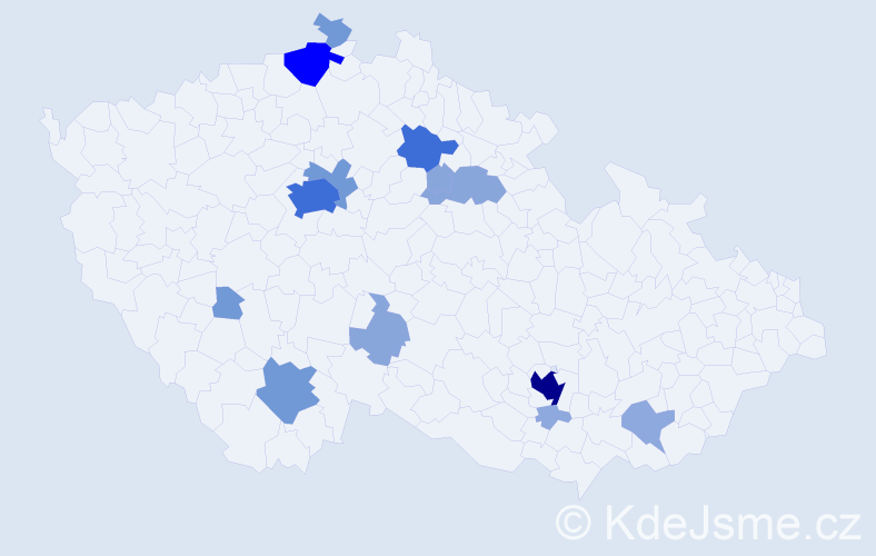 Příjmení: 'Prajs', počet výskytů 46 v celé ČR