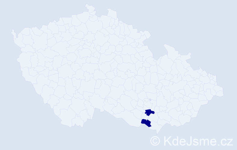 Příjmení: 'Bedán', počet výskytů 2 v celé ČR